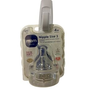 MAM Nipple Size 3 Fast Flow Skin Soft Silicone BPA Free 4+ Months